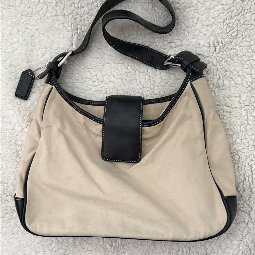 Coach Black and Cream Shoulder Bag